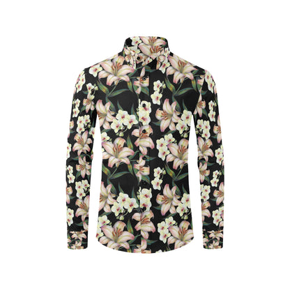 Lily Pattern Print Design LY03 Men's Long Sleeve Shirt