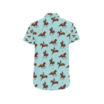 Equestrian Horse Riding Men's Short Sleeve Button Up Shirt