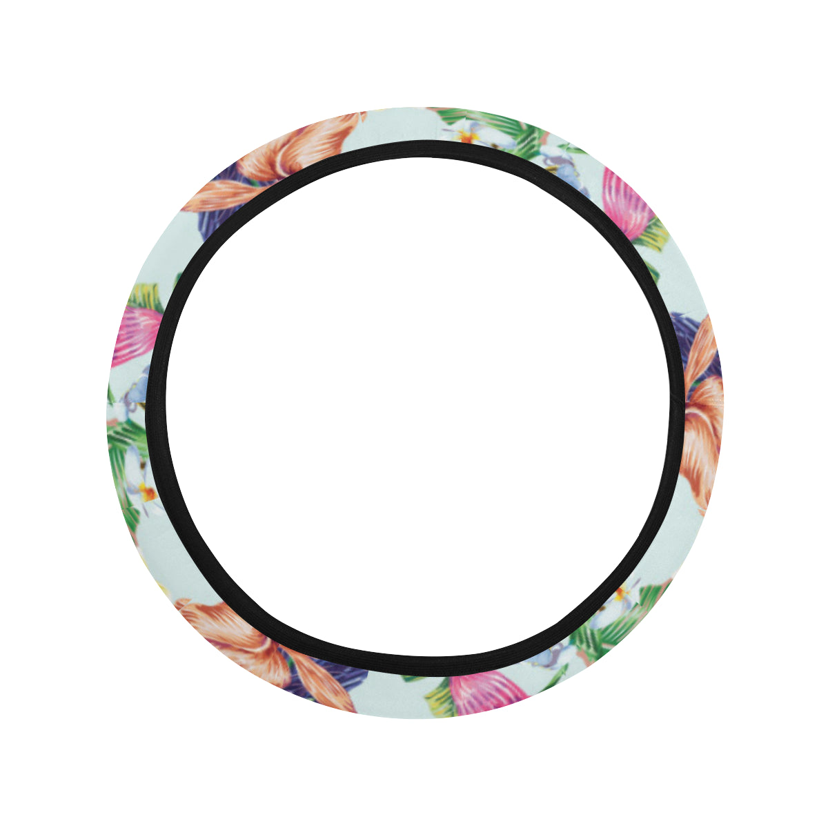 Hummingbird Tropical Pattern Print Design 05 Steering Wheel Cover with Elastic Edge