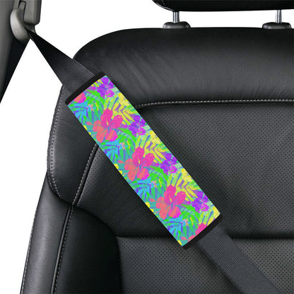 Neon Tropical Pattern Print Design A03 Car Seat Belt Cover