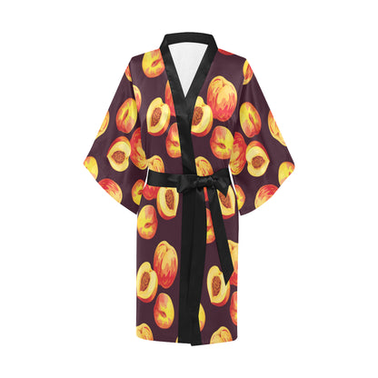Peach Pattern Print Design A04 Women's Short Kimono