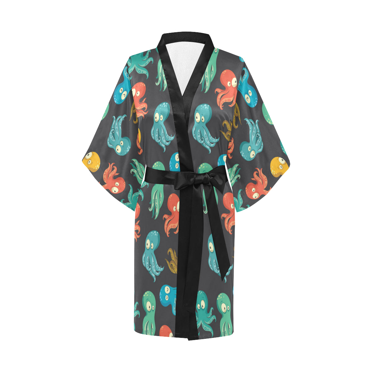 Octopus Pattern Print Design A01 Women's Short Kimono