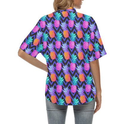 Pineapple Color Art Pattern Women's Hawaiian Shirt