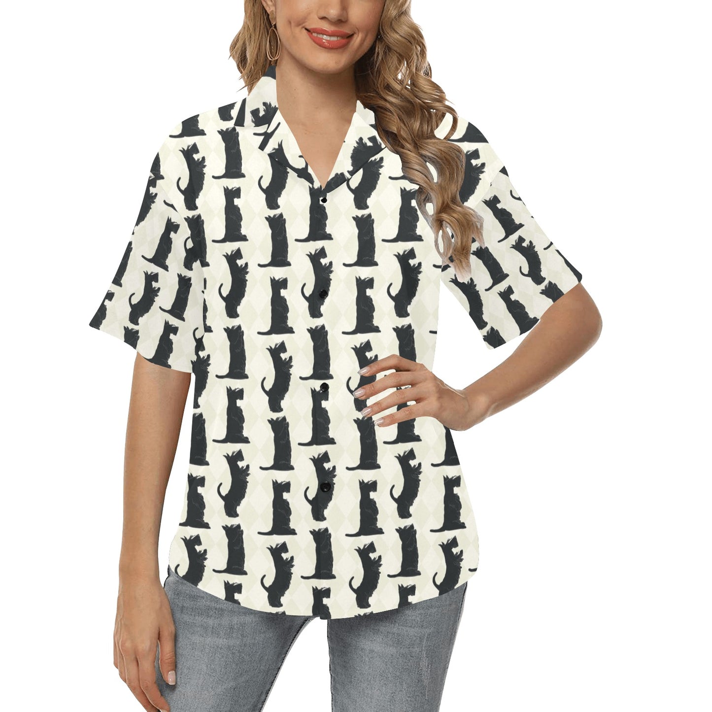 Scottish Terriers Print Design LKS309 Women's Hawaiian Shirt