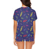 Surfboard Print Design LKS305 Women's Short Pajama Set