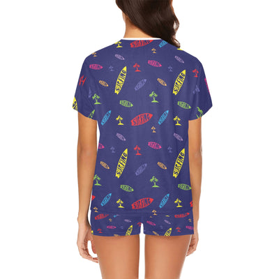 Surfboard Print Design LKS305 Women's Short Pajama Set