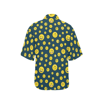 Smiley Face Emoji Print Design LKS301 Women's Hawaiian Shirt