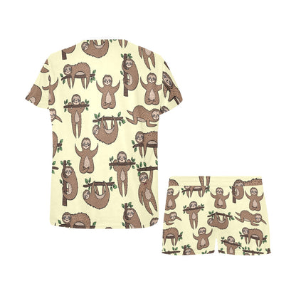 Sloth Print Design LKS3010 Women's Short Pajama Set