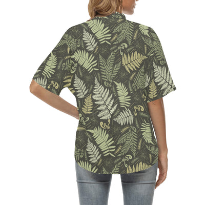 Fern Leave Green Print Pattern Women's Hawaiian Shirt