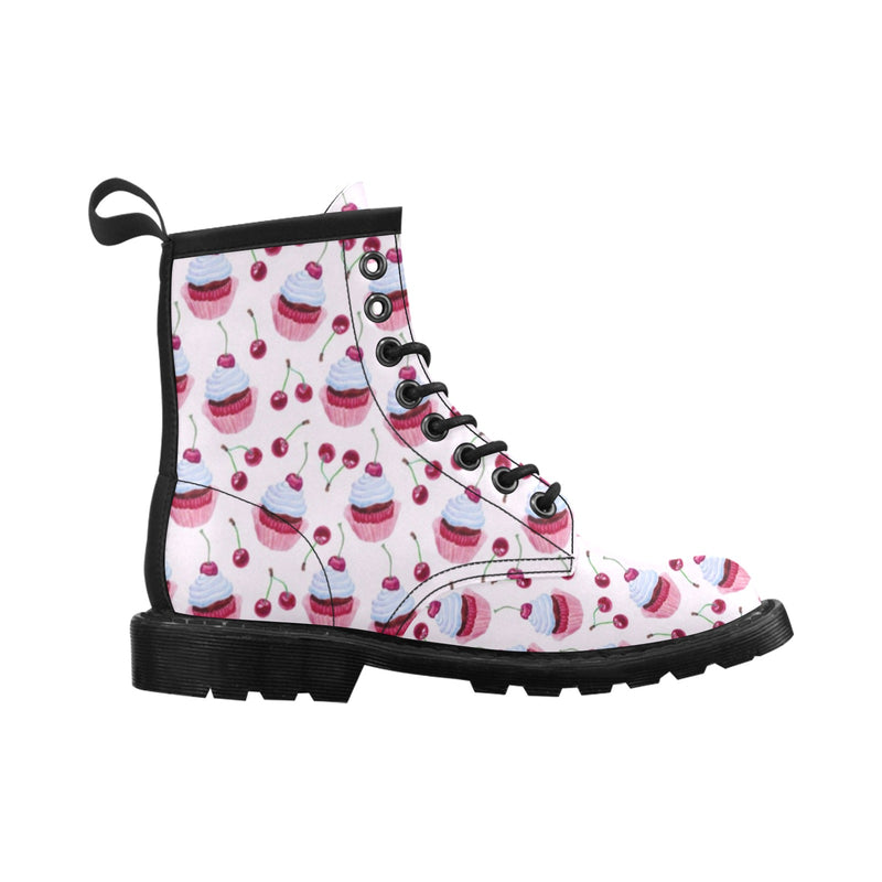 Cherry Cupcake Pink Pattern Women's Boots