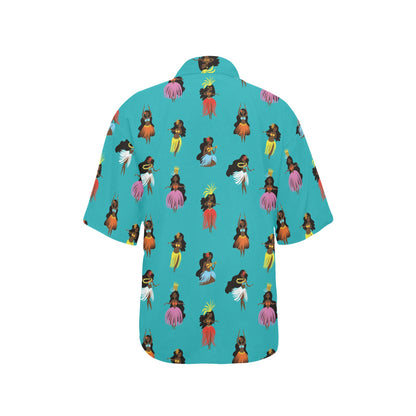 Hula Dancers Pattern Print Design 04 Women's Hawaiian Shirt