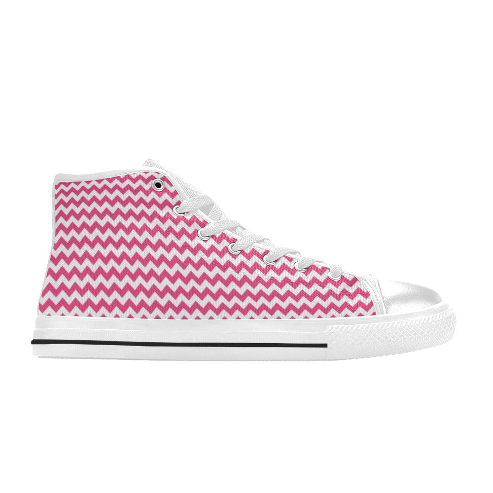 Chevron Print Design LKS402 High Top Women's White Shoes