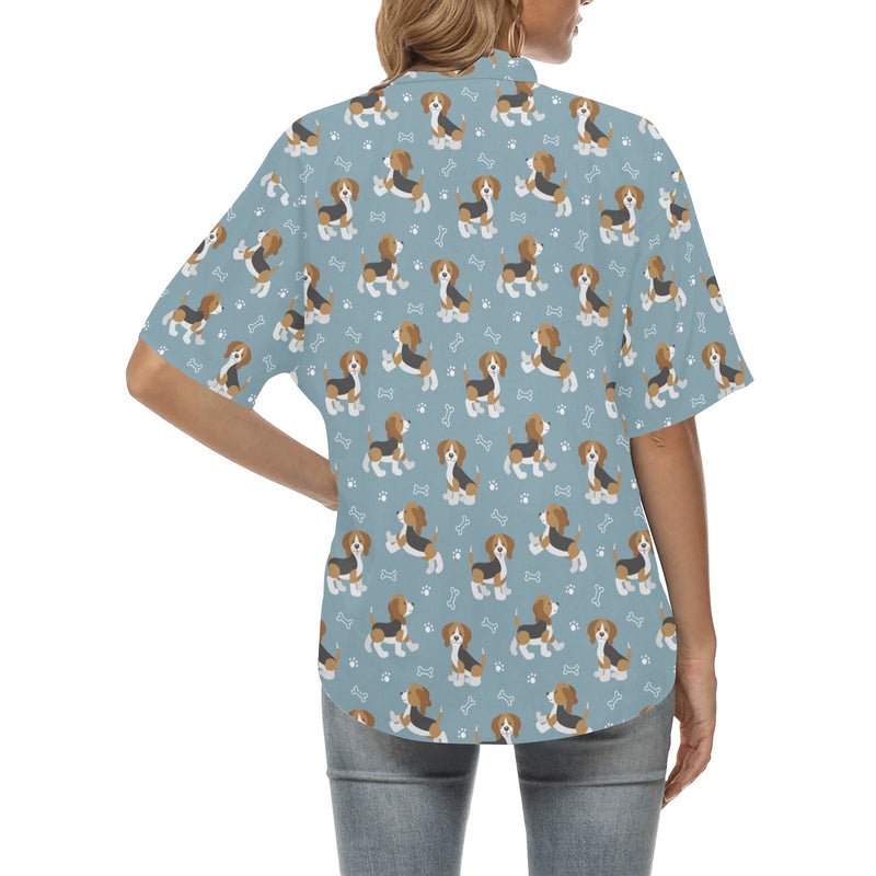 Beagle Pattern Print Design 02 Women's Hawaiian Shirt