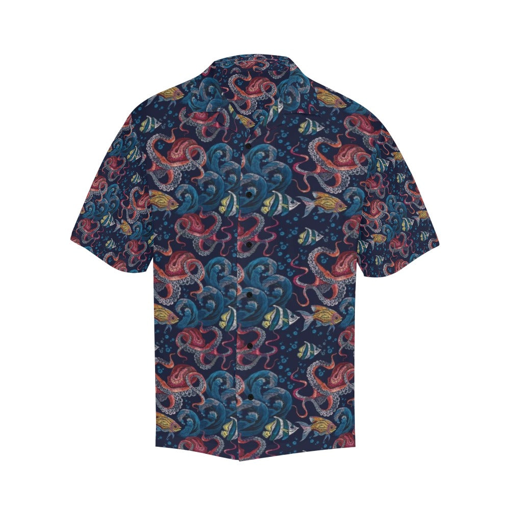 Underwater Giant Squid Print Design LKS302 Men's Hawaiian Shirt