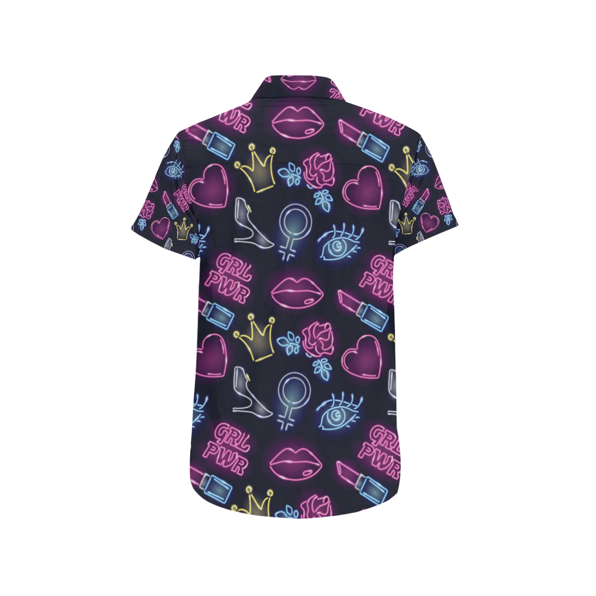 Lipstick Neon Pattern Print Design 02 Men's Short Sleeve Button Up Shirt