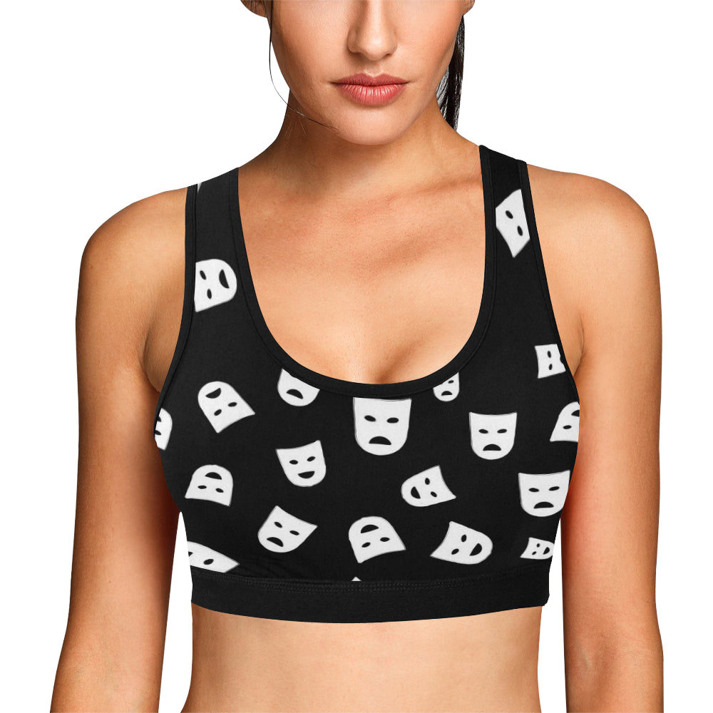 Acting Mask Pattern Print Design 03 Sports Bra