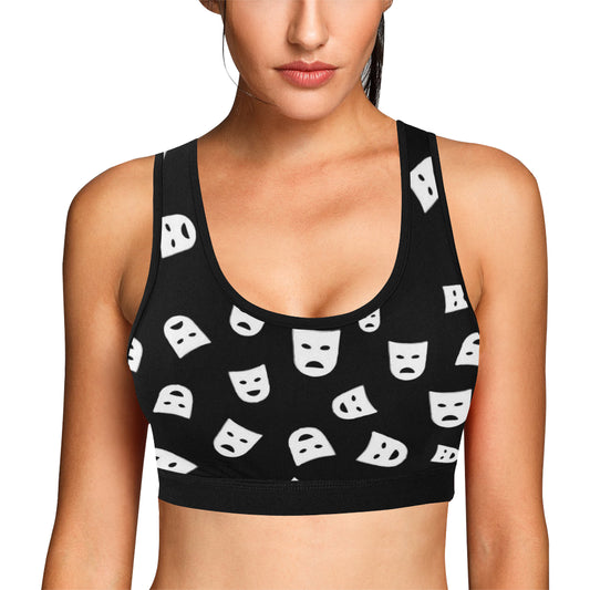 Acting Mask Pattern Print Design 03 Sports Bra