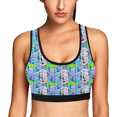 Elephant Art color Print Pattern Sports Bra