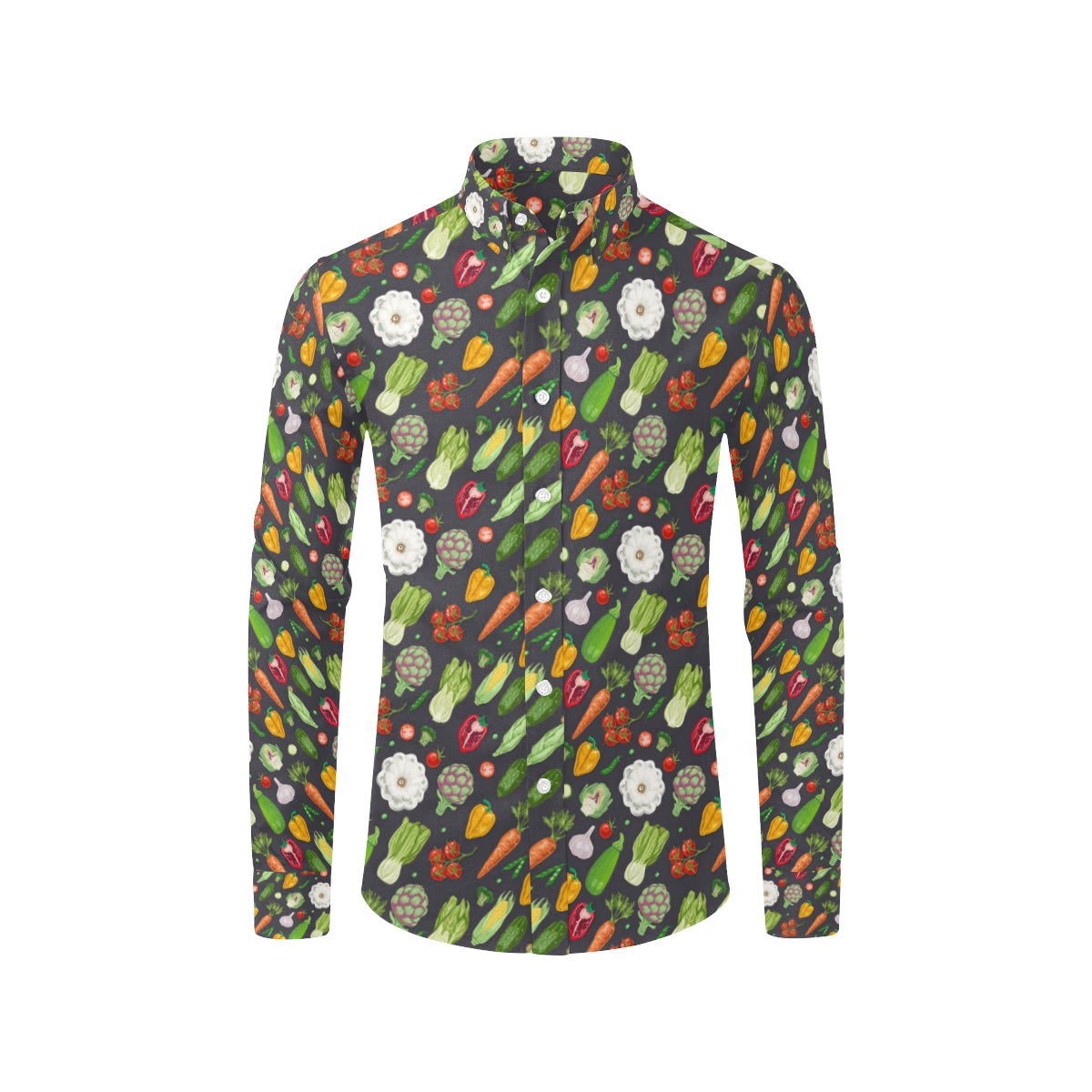 Vegan Pattern Themed Design Print Men's Long Sleeve Shirt