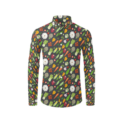 Vegan Pattern Themed Design Print Men's Long Sleeve Shirt