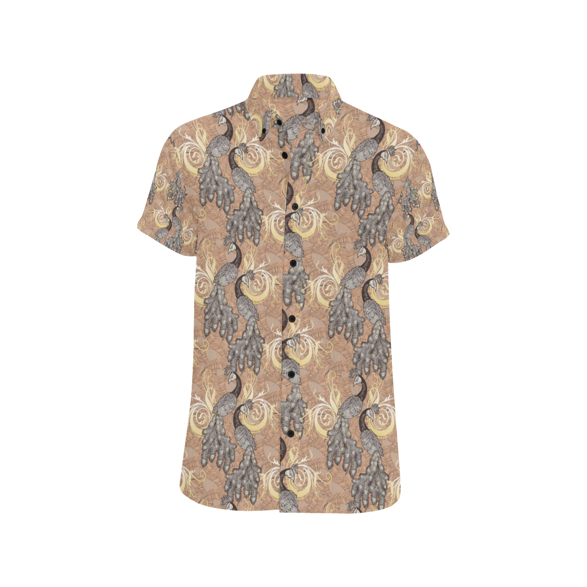 Peacock Pattern Print Design A05 Men's Short Sleeve Button Up Shirt