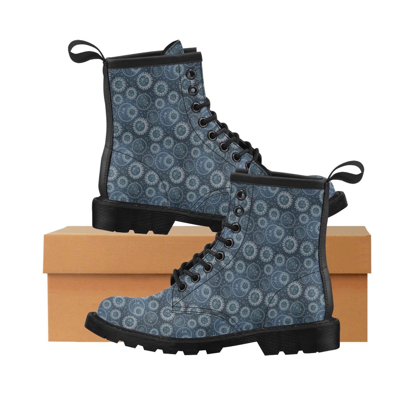 Sun Moon Tattoo Design Themed Print Women's Boots