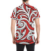 Maori Polynesian Themed Design Print Men's Short Sleeve Button Up Shirt