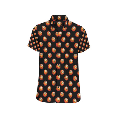 Basketball Pattern Print Design 01 Men's Short Sleeve Button Up Shirt