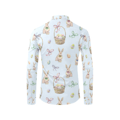 Rabbit Easter Eggs Pattern Print Design 03 Men's Long Sleeve Shirt