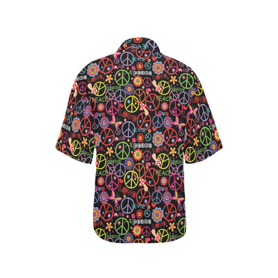 Peace Sign Colorful Design Print Women's Hawaiian Shirt