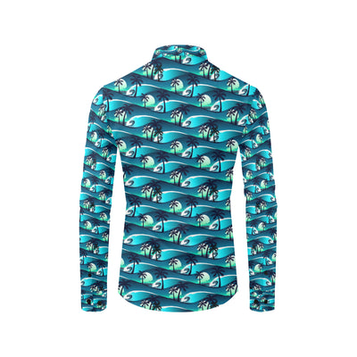 Beach Wave Design Print Men's Long Sleeve Shirt