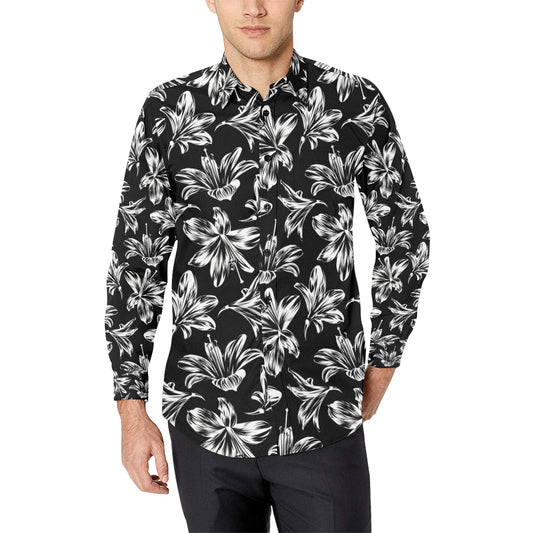 Amaryllis Pattern Print Design AL04 Men's Long Sleeve Shirt