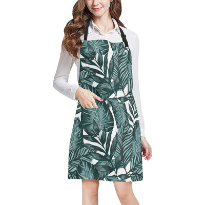 Tropical Palm Leaves Pattern Apron with Pocket