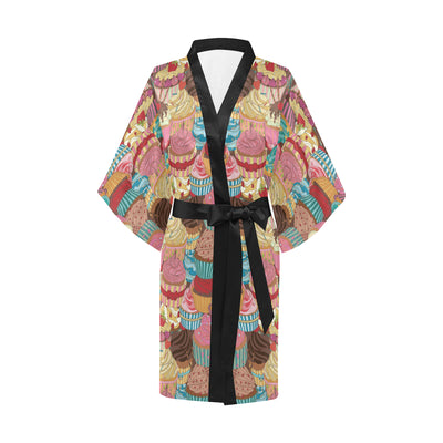 Cupcake Pattern Print Design CP01 Women Kimono Robe