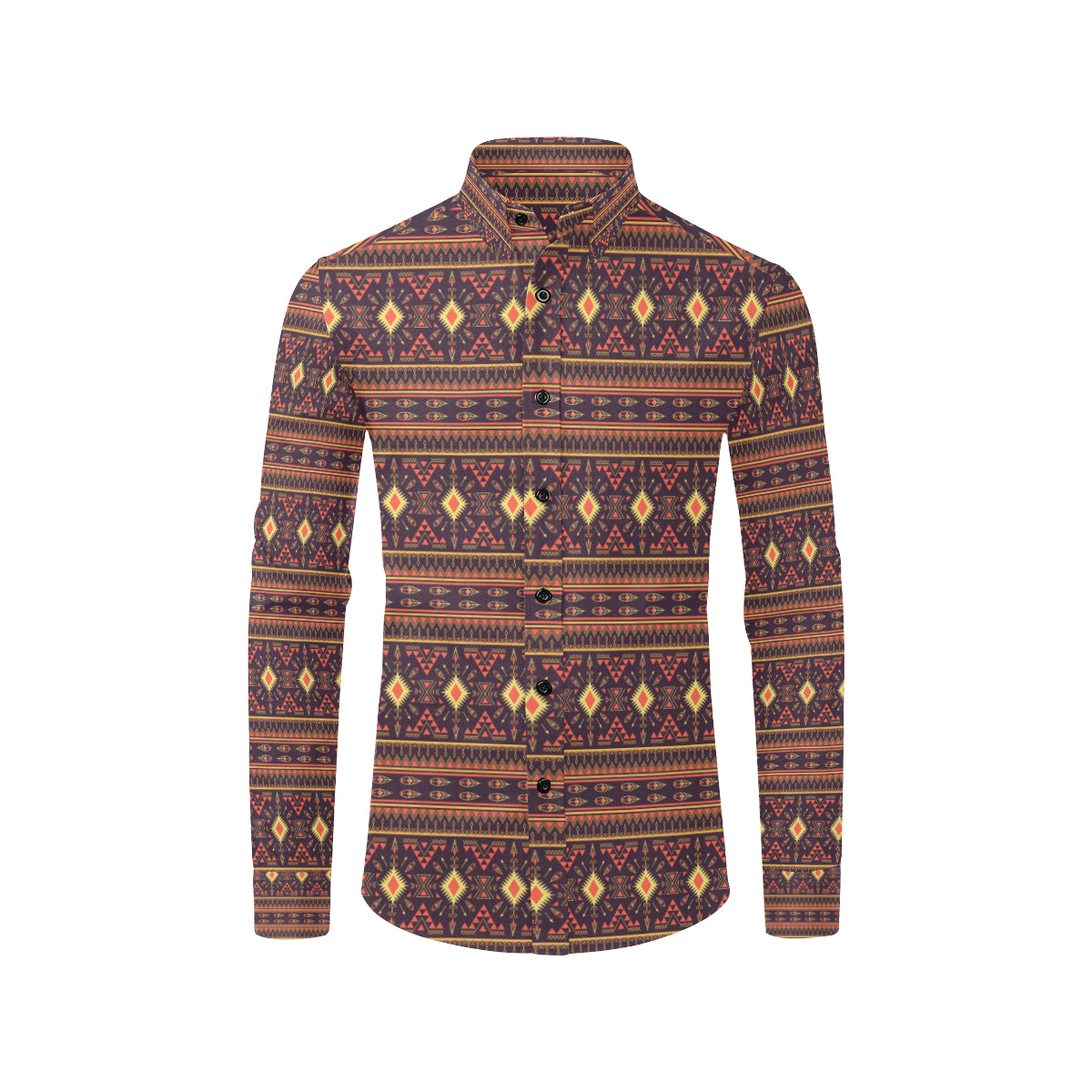Southwest Ethnic Design Themed Print Men's Long Sleeve Shirt