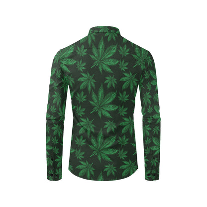 Pot Leaf Pattern Print Design A04 Men's Long Sleeve Shirt