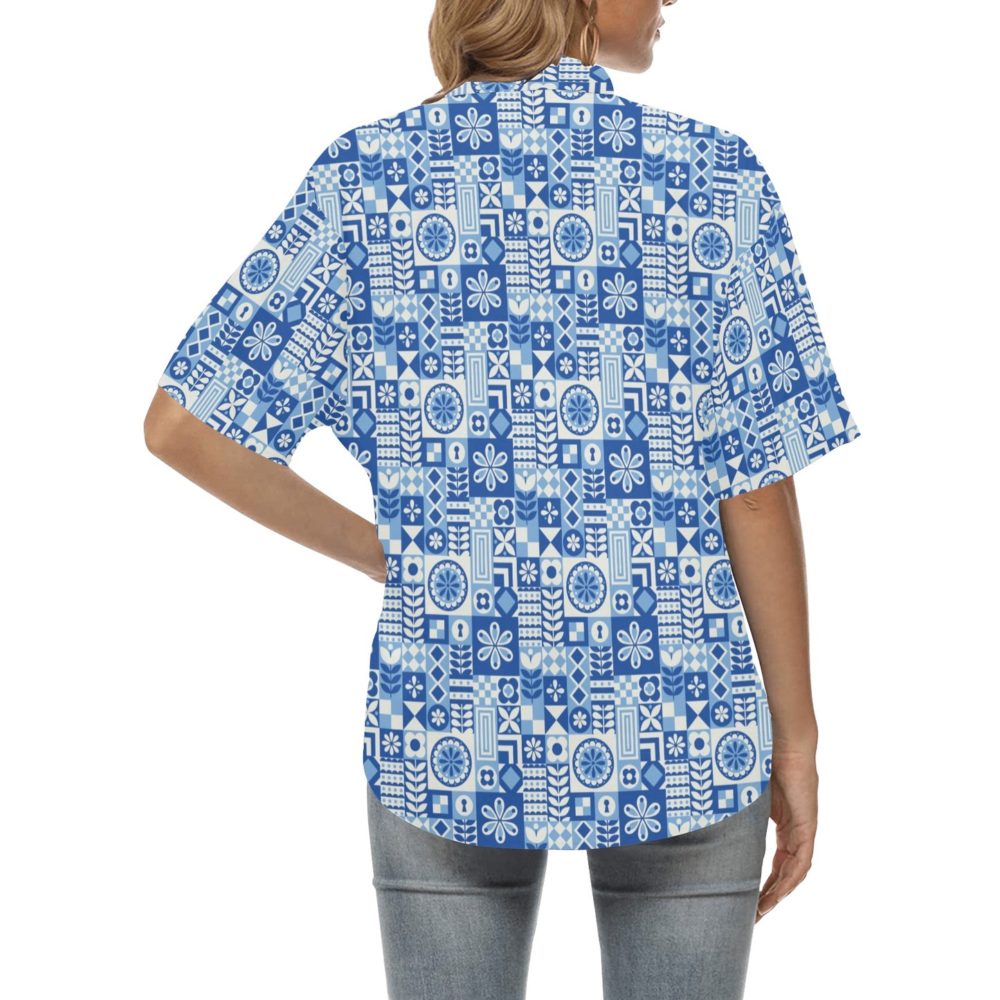 Swedish Print Pattern Women's Hawaiian Shirt