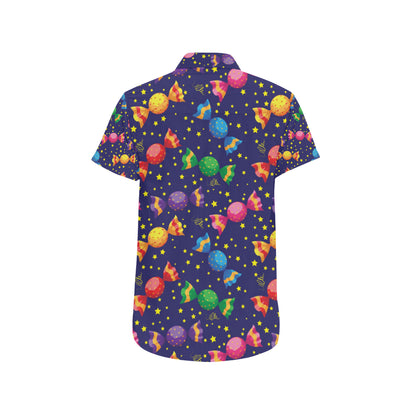 Candy Pattern Print Design CA06 Men's Short Sleeve Button Up Shirt