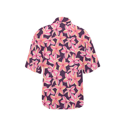 Purple Plumeria Pattern Print Design PM010 Women's Hawaiian Shirt