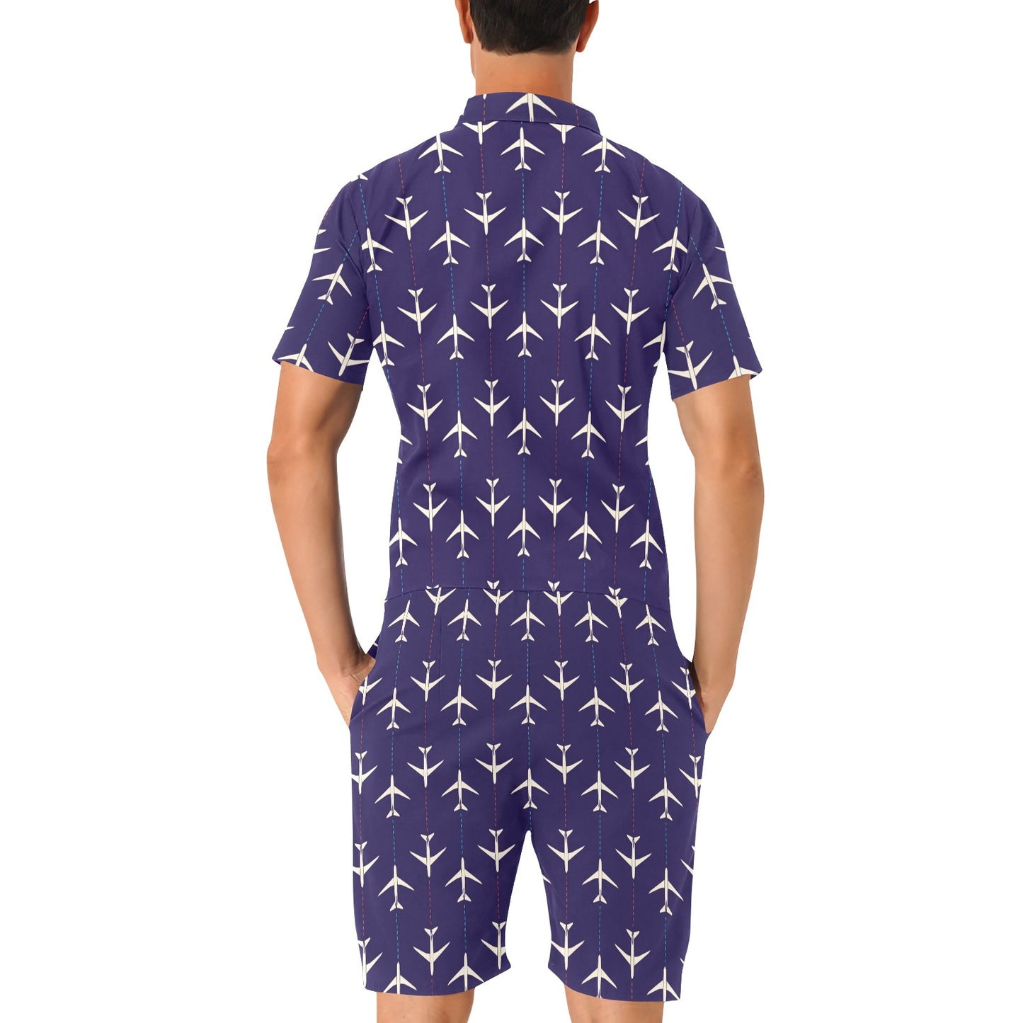Airplane Pattern Print Design 03 Men's Romper