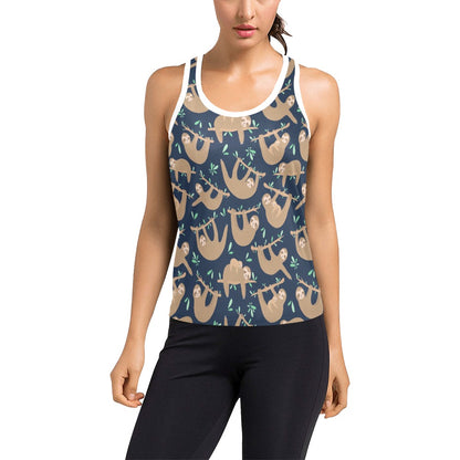 Sloth Print Design LKS307 Women's Racerback Tank Top