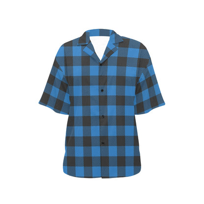 Buffalo check Blue Pattern Print Design 03 Women's Hawaiian Shirt