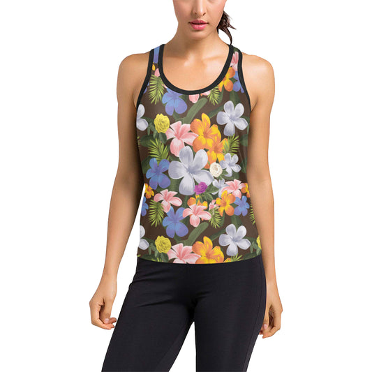 Plumeria Pattern Print Design PM03 Women's Racerback Tank Top