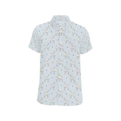 Poodle Pattern Print Design A05 Men's Short Sleeve Button Up Shirt