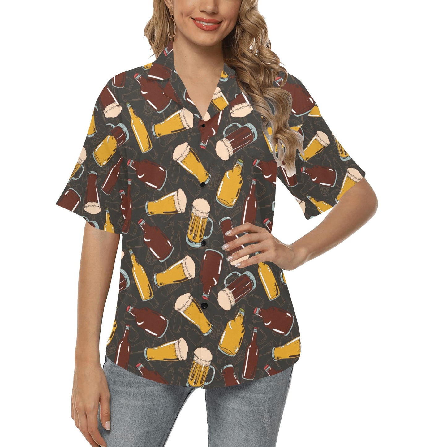 Beer Pattern Print Design 03 Women's Hawaiian Shirt