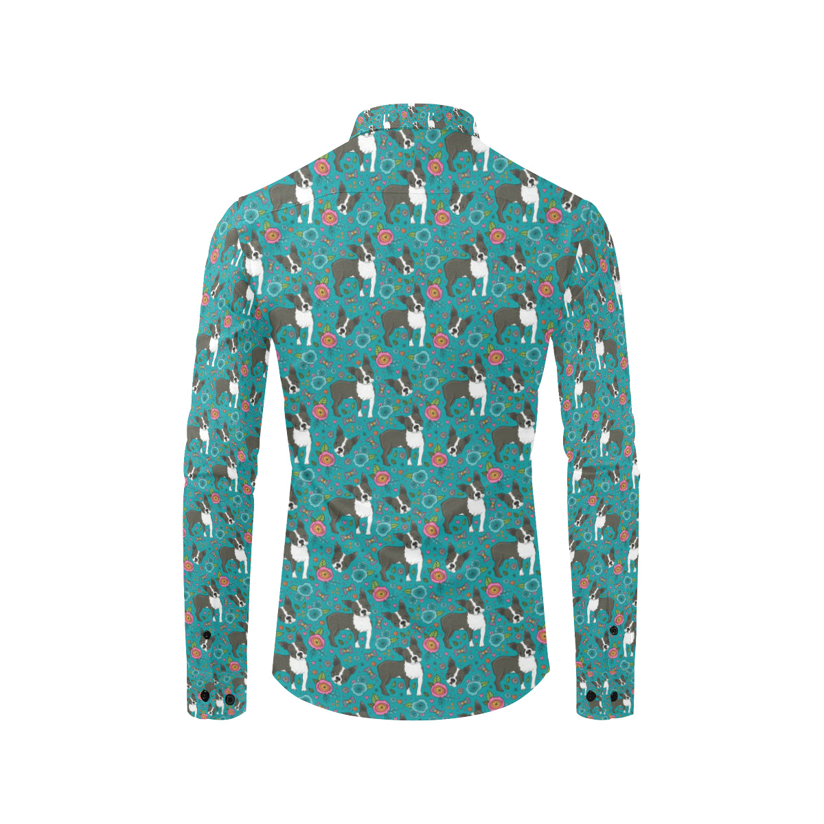 Boston Terrier Pattern Print Design 07 Men's Long Sleeve Shirt
