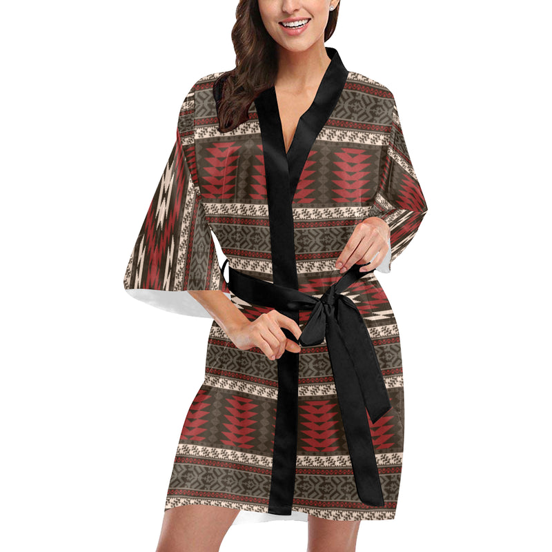 Native Pattern Print Design A03 Women's Short Kimono