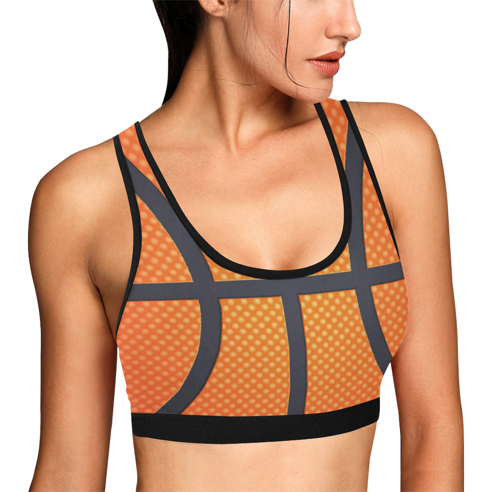 Basketball Texture Print Pattern Sports Bra