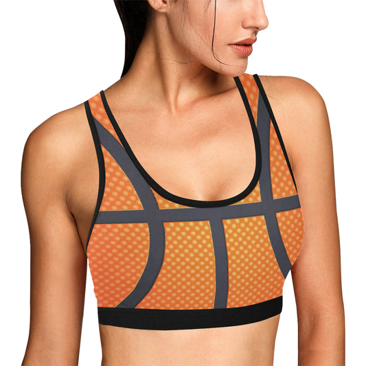 Basketball Texture Print Pattern Sports Bra