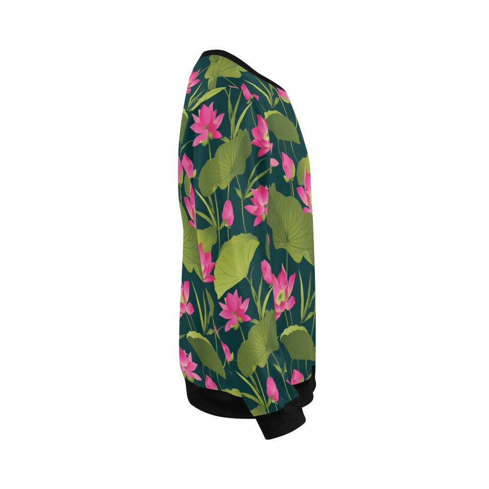 Water Lily Pattern Print Design WL09 Men Long Sleeve Sweatshirt